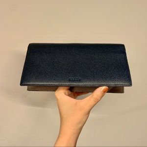 two-tone bally calf leather continental wallet